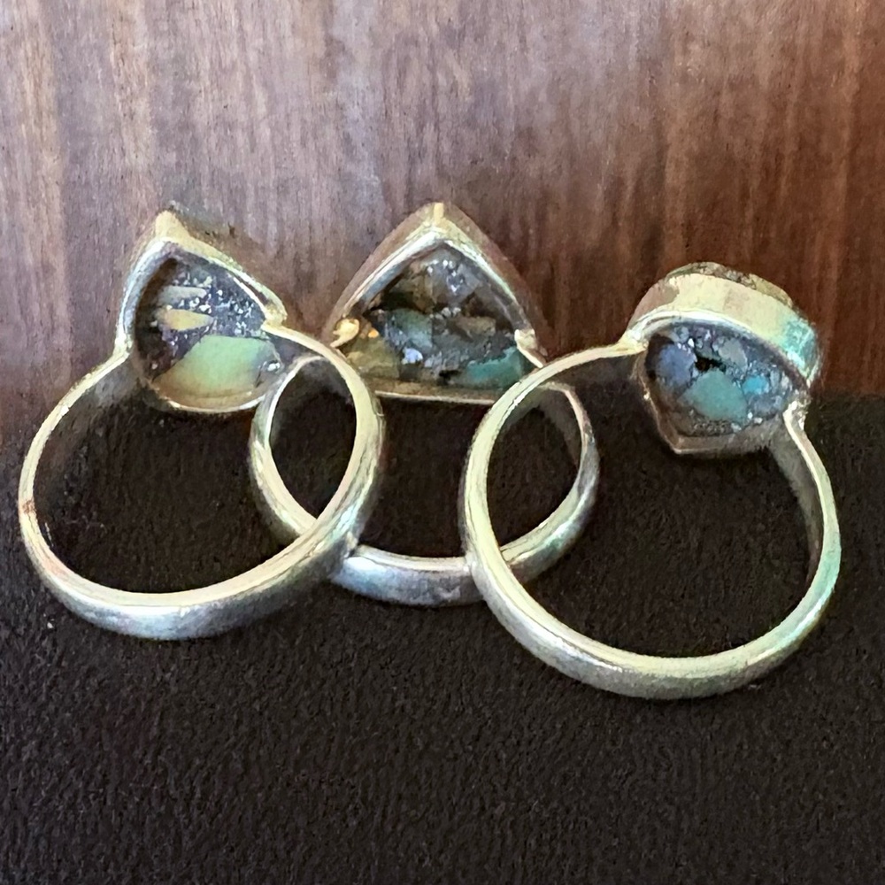 Boulder Opal Rings (3) Sterling Silver 925 - Picture 7 of 7